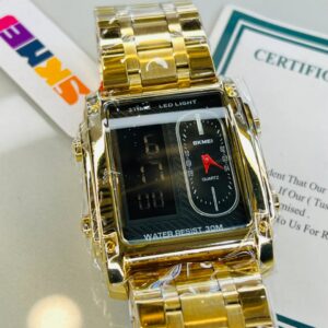 Skmei 3 Time Gold Watch
