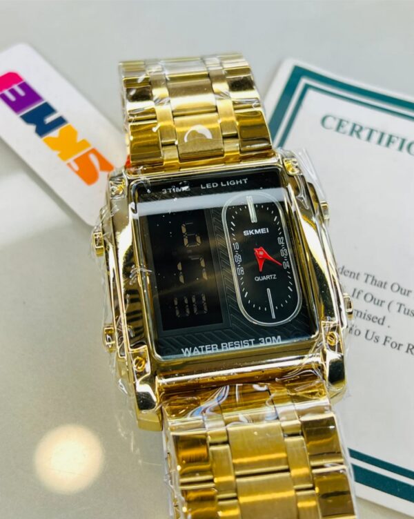 Skmei 3 Time Gold Watch