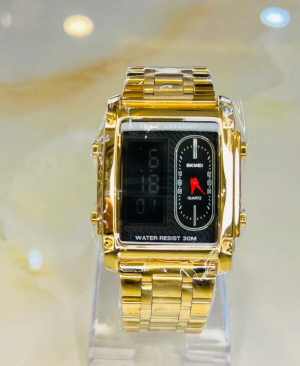 Skmei 3 Time Gold Watch - Image 2