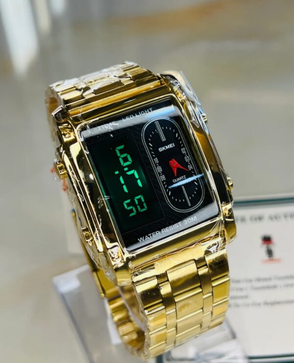 Skmei 3 Time Gold Watch - Image 3