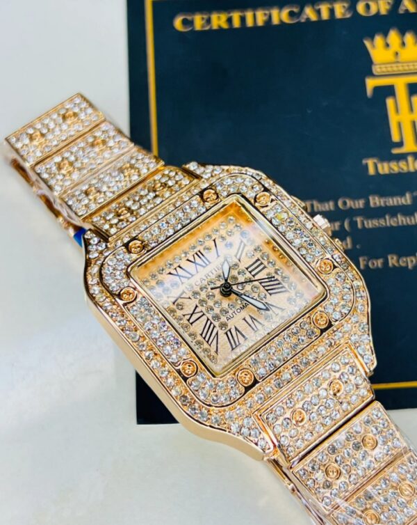 Rose Gold Square Dial Watch - Image 4