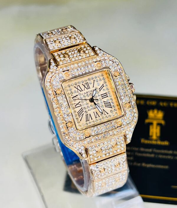 Rose Gold Square Dial Watch - Image 3