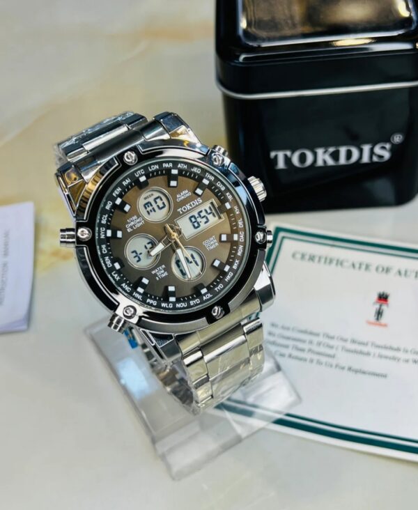 Silver Metal Digital Analogue Tokdis Watch