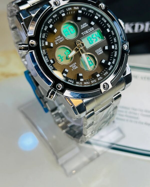 Silver Metal Digital Analogue Tokdis Watch - Image 2