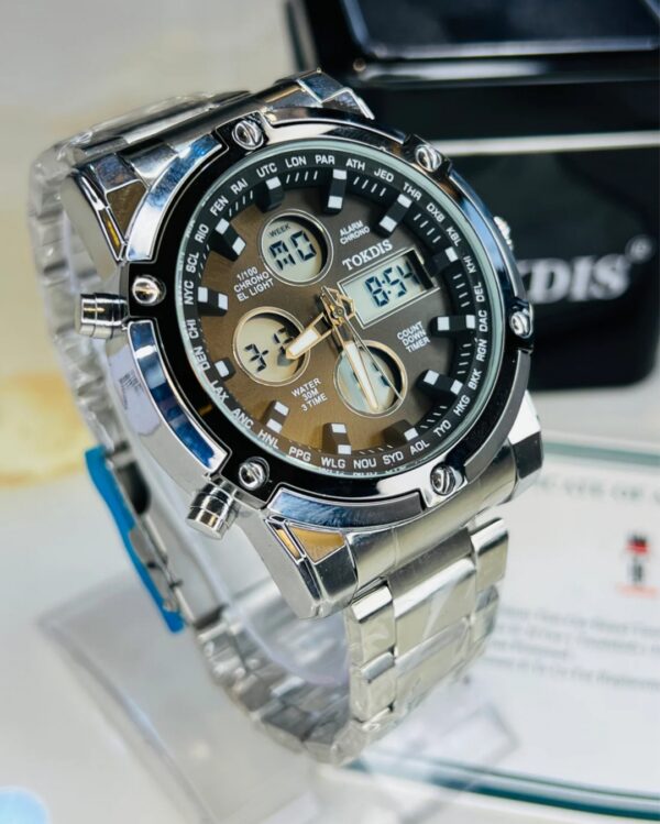 Silver Metal Digital Analogue Tokdis Watch - Image 3